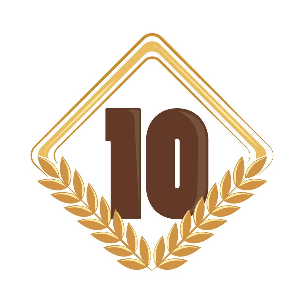 10 elegantes insignias doradas de aniversario. vector