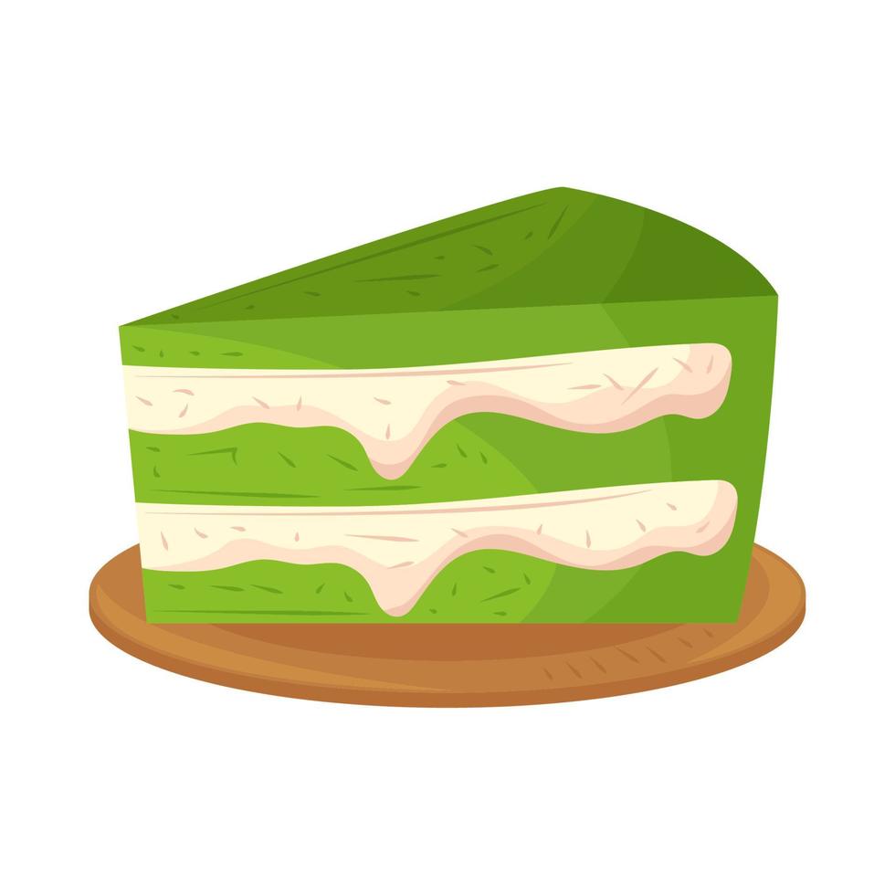 matcha cake with cream vector