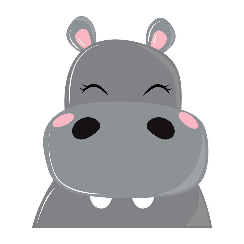 hippo face cartoon vector