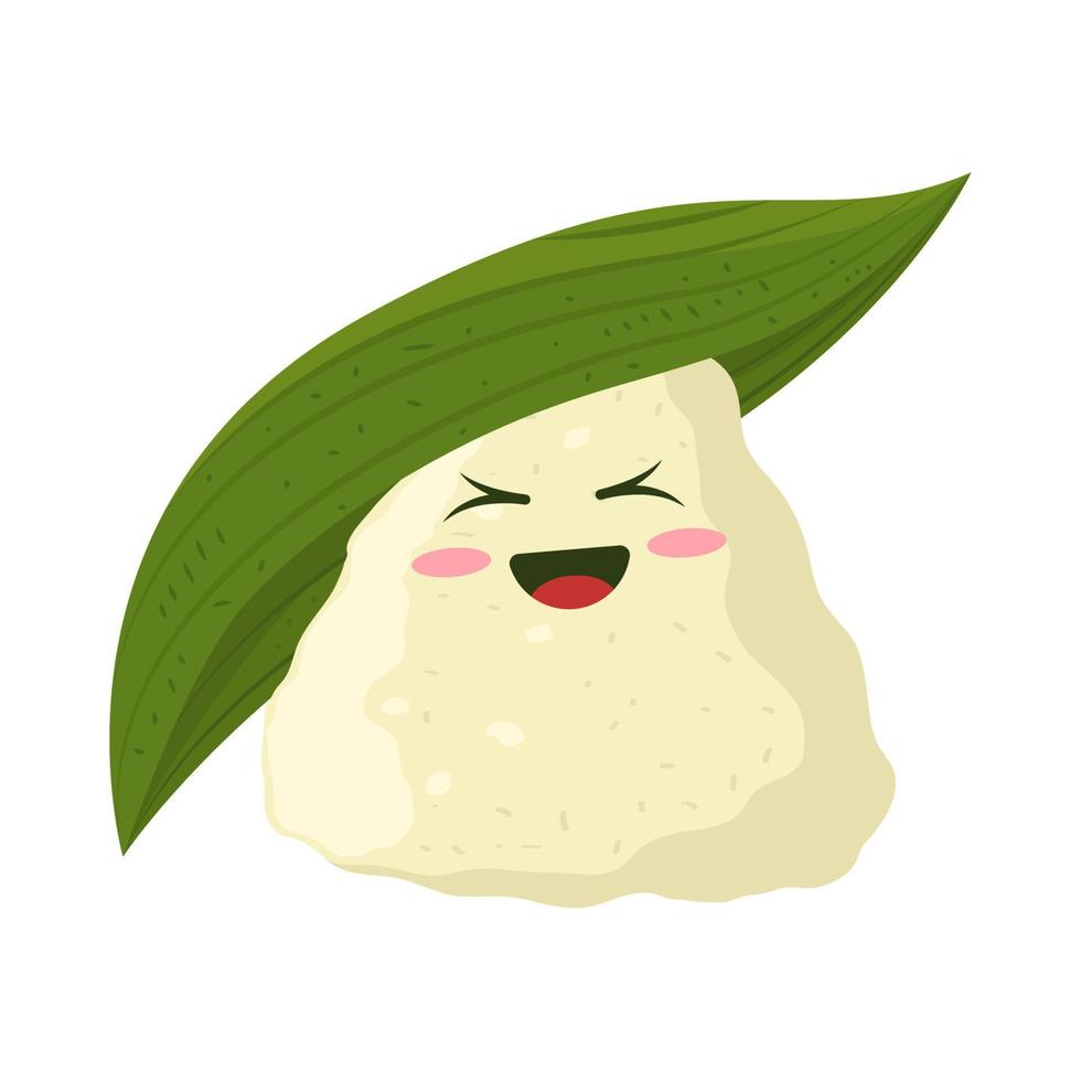 cute zongzi with leaf vector