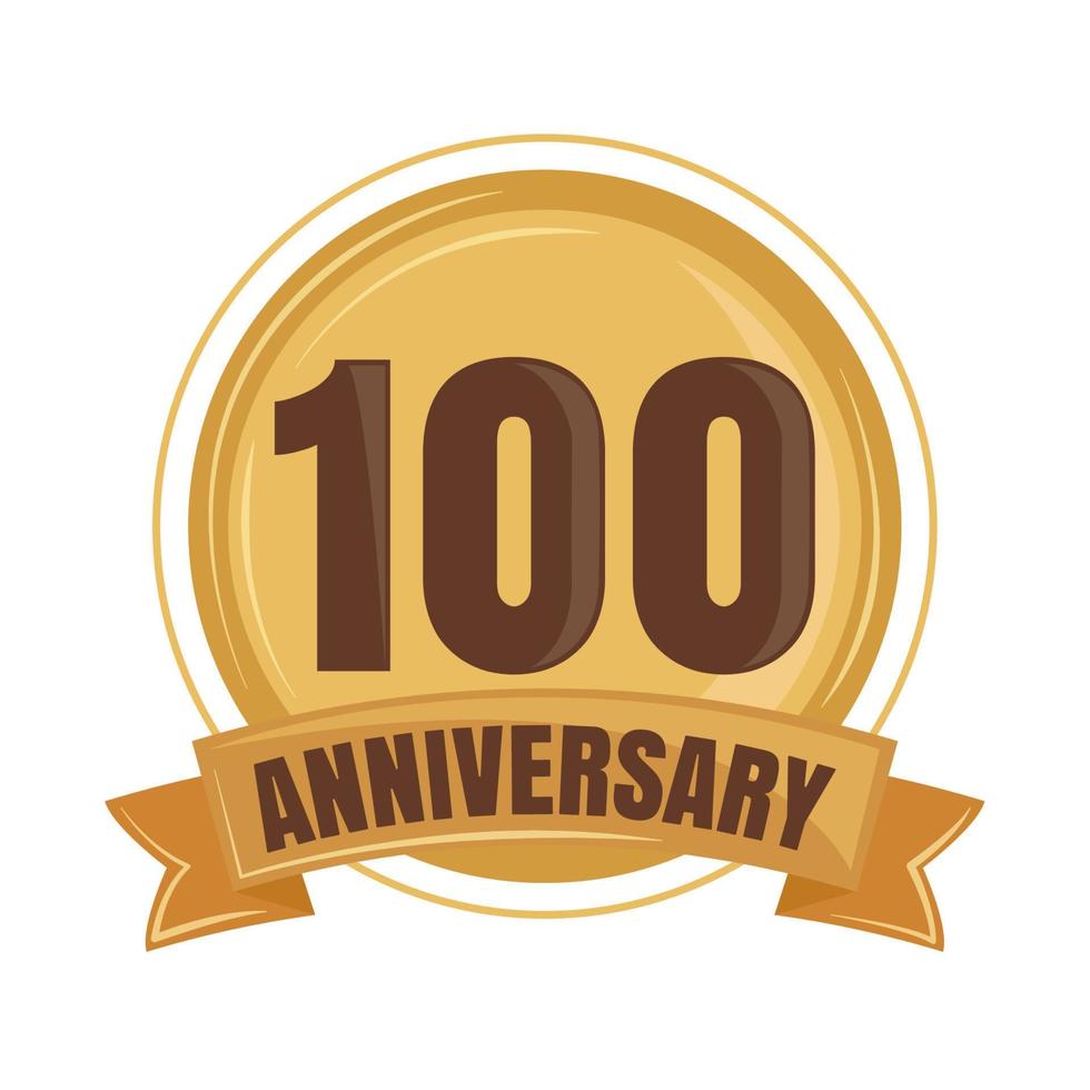 100 anniversary ceremony golden badge vector