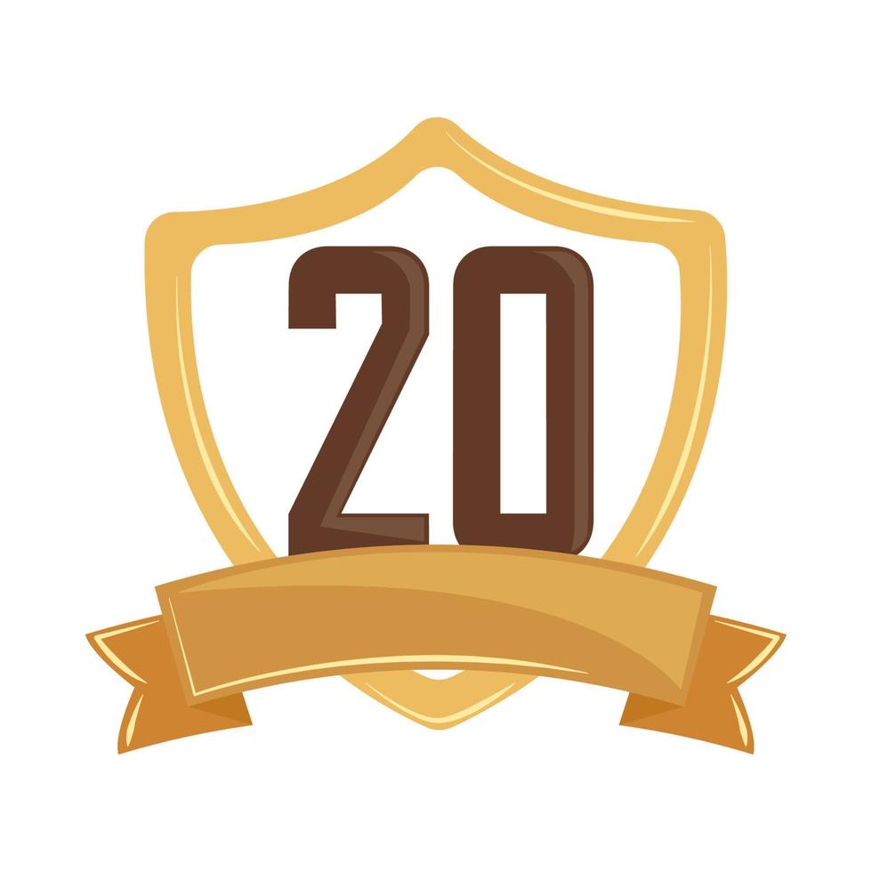 20 anniversary golden badge vector