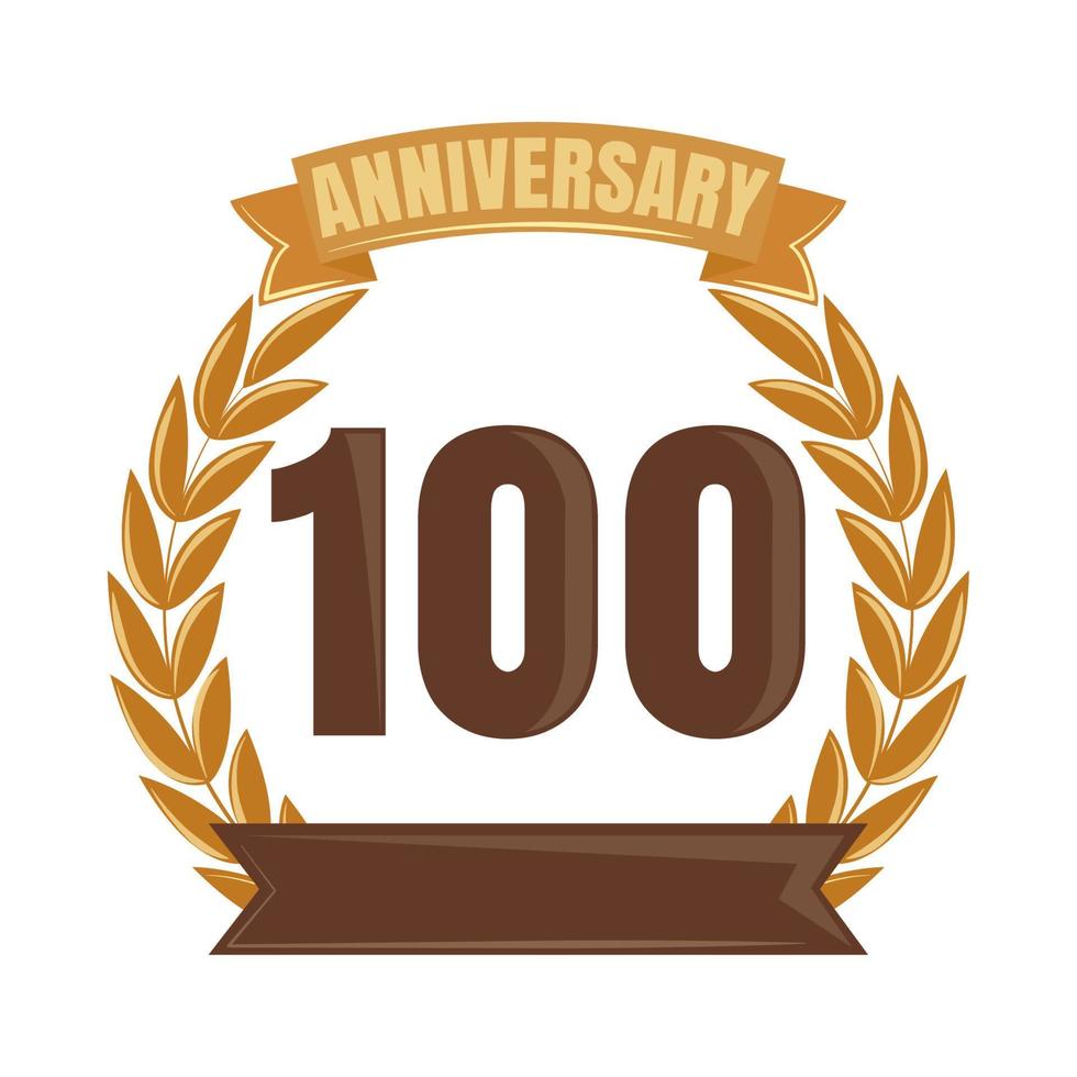 100 anniversary golden badge vector