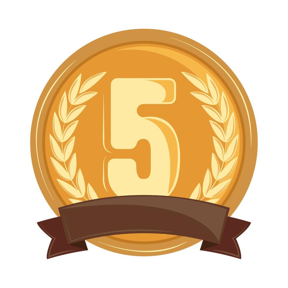 5 anniversary golden badge vector