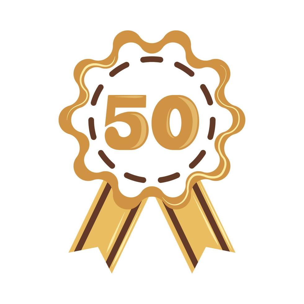 fifty anniversary golden badge, design vector