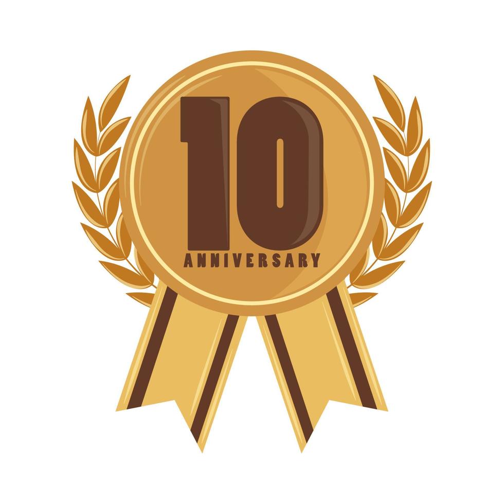 10 anniversary golden badge template vector