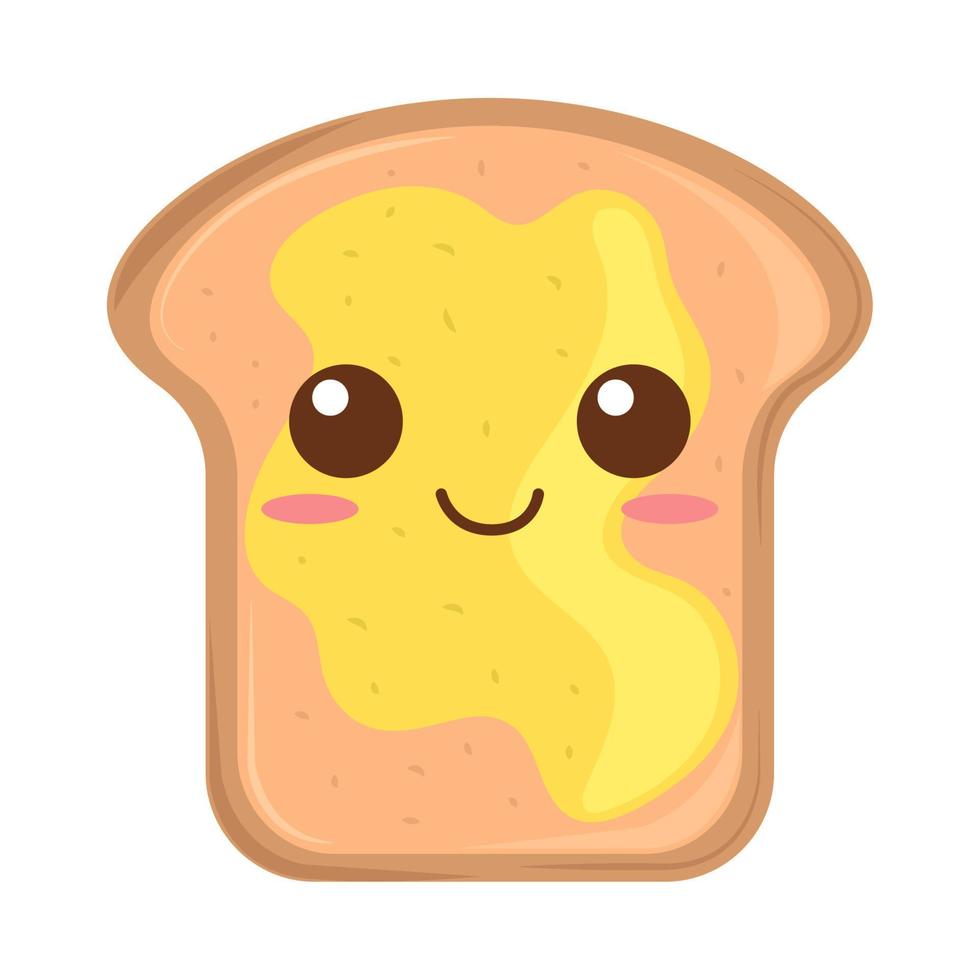 pan con mantequilla kawaii vector