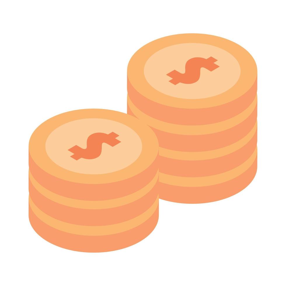 isometric stack of coins vector