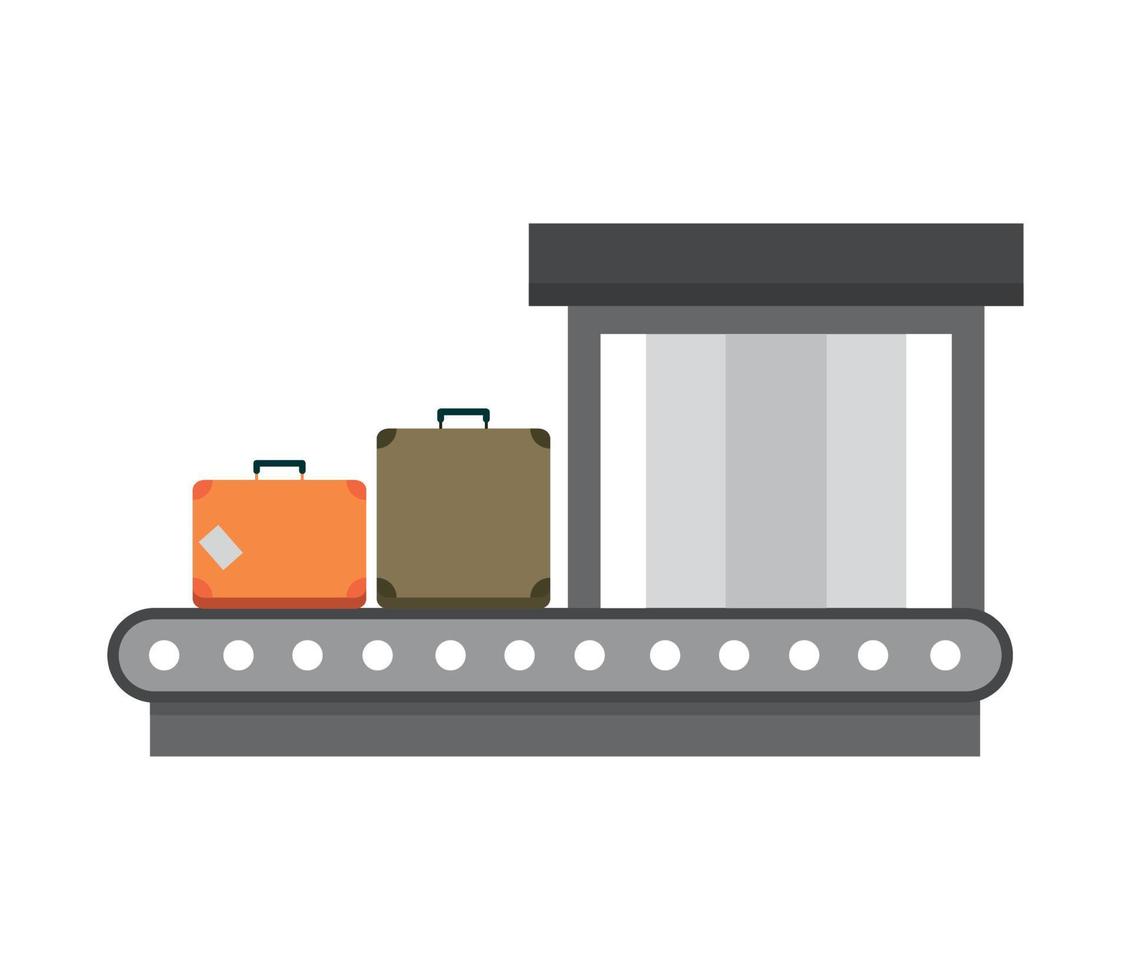 airport conveyor with luggage vector