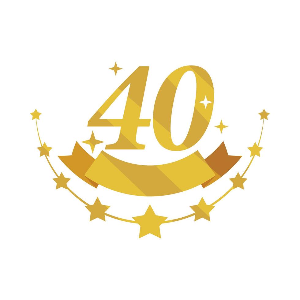40 anniversary golden badge vector
