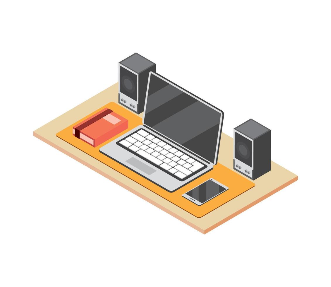 isometric desktop laptop vector