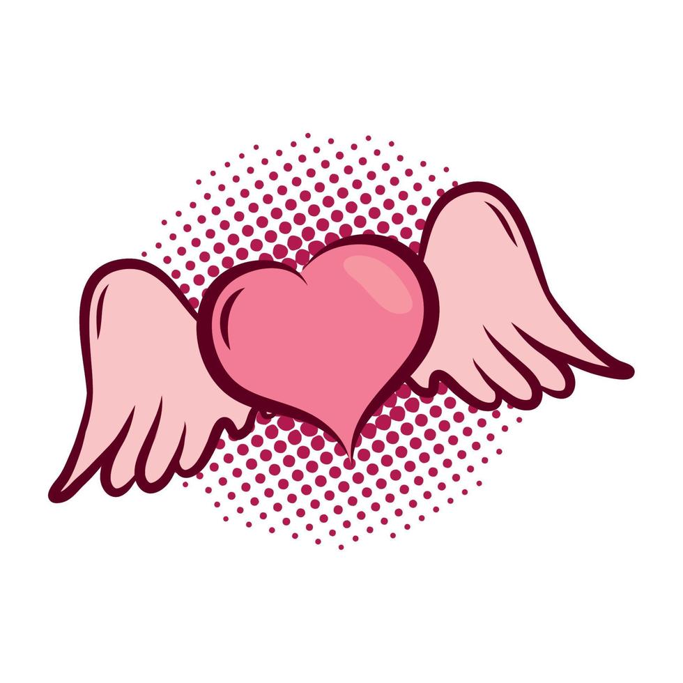 heart with wings valentines day vector