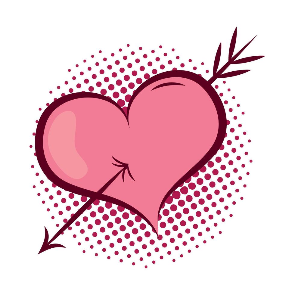 pierced heart with arrow valentines day vector