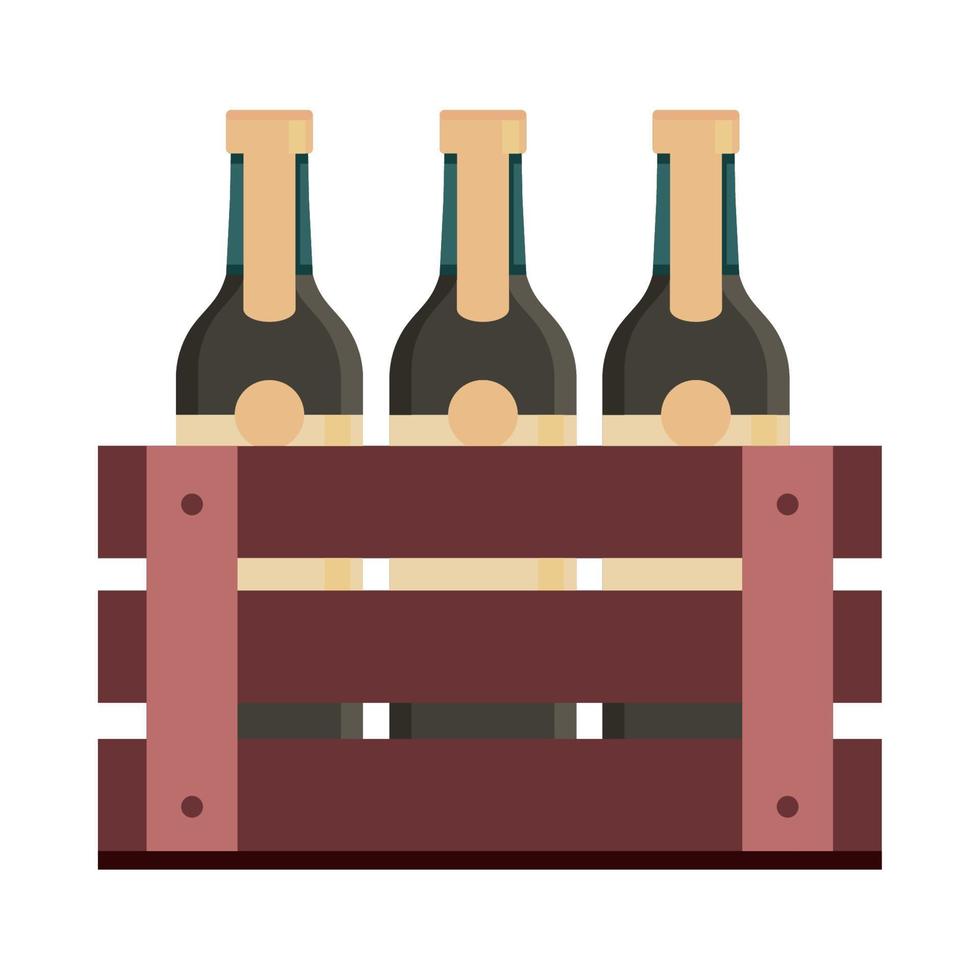 wine bottles in basket vector