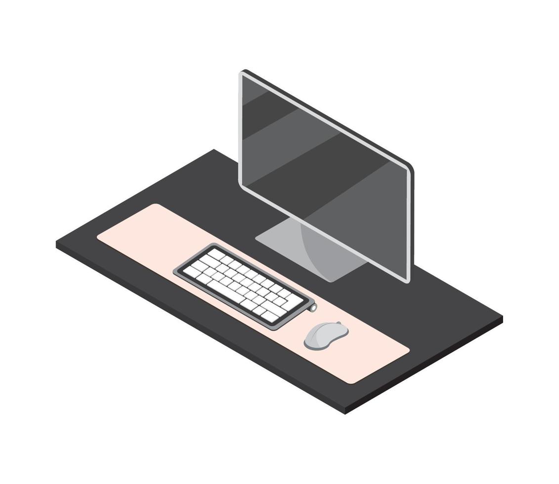 isometric desktop pc vector