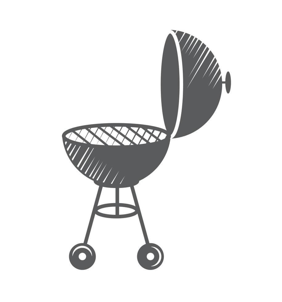 icono de esbozo de parrilla de barbacoa vector