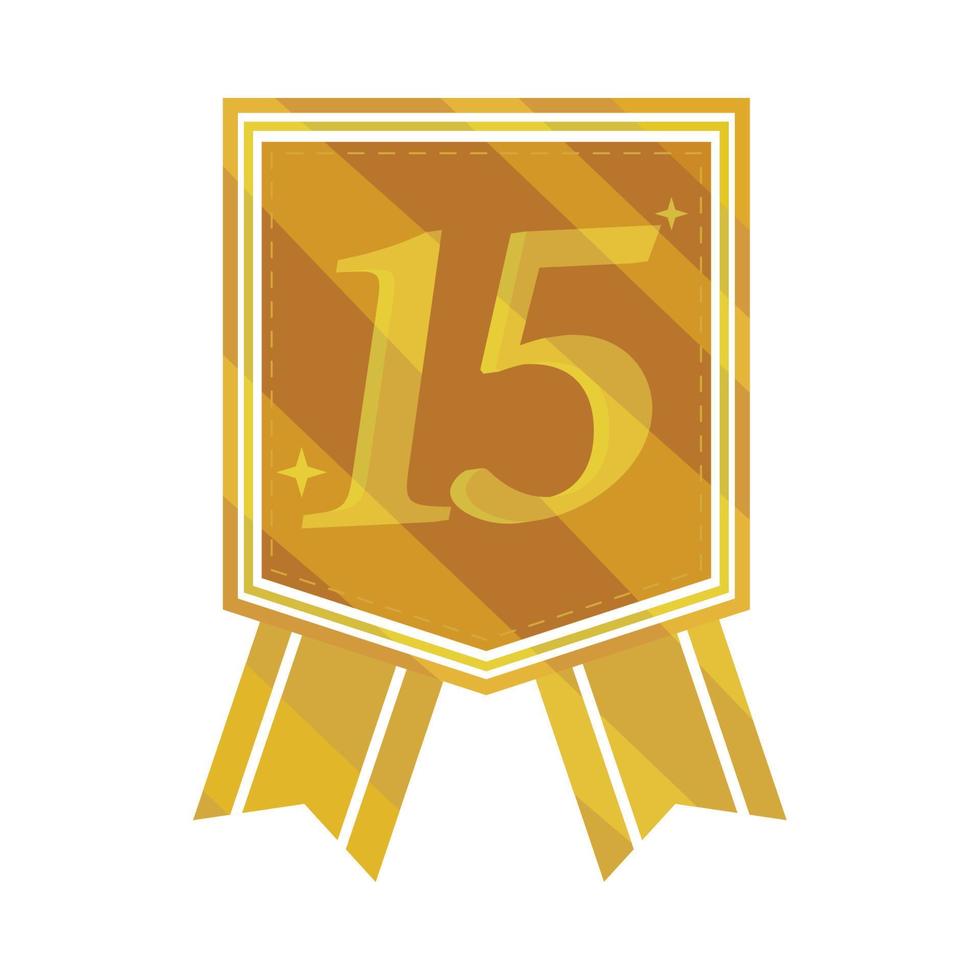 insignia de oro del 15 aniversario vector