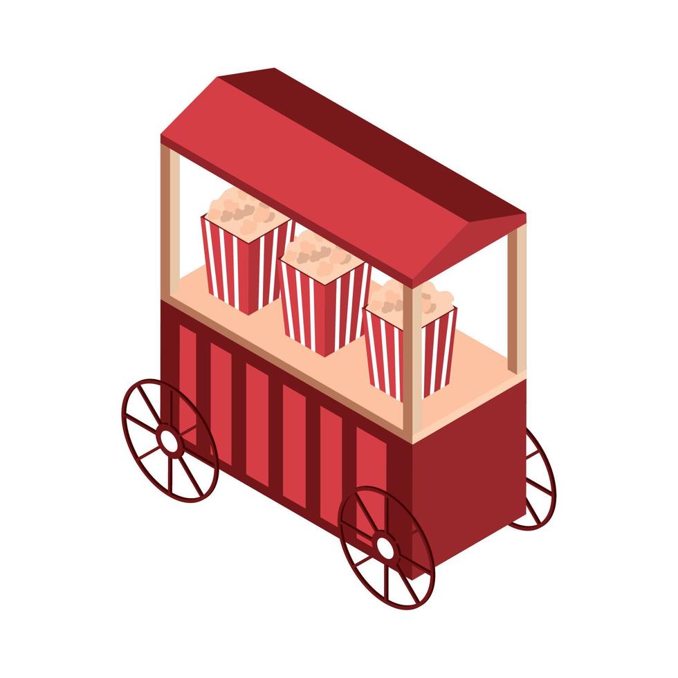 pop corn cart amusement park vector