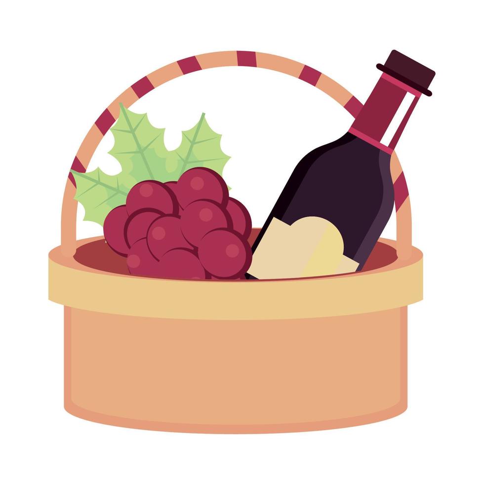 wine bottle and grapes vector