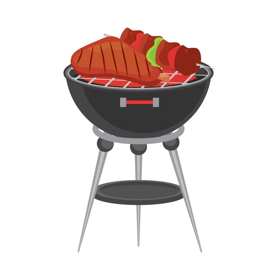 BBQ grill with meats vector
