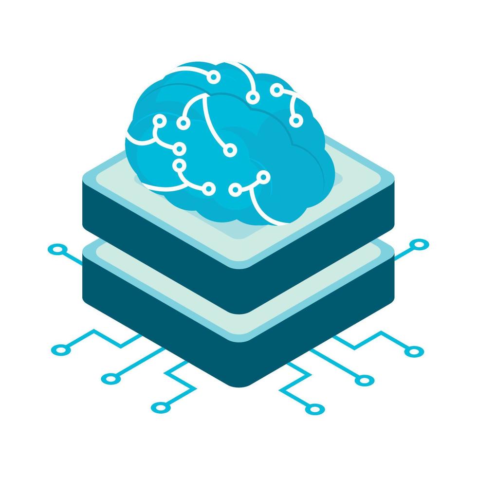 human brain AI icon vector