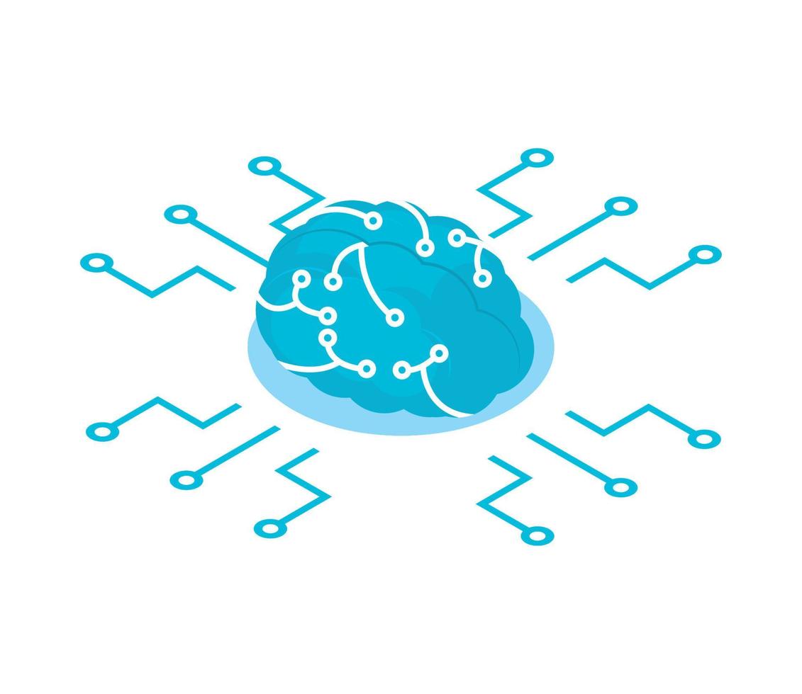 brain circuit AI icon vector