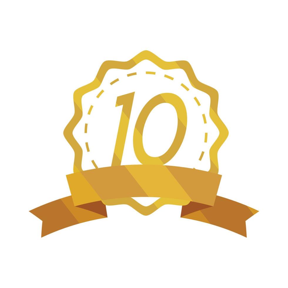 insignia de oro del 10 aniversario vector