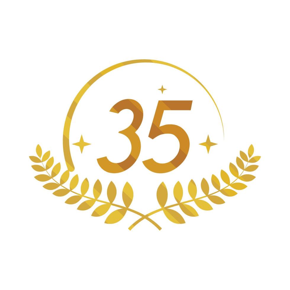 insignia de oro del 35 aniversario vector