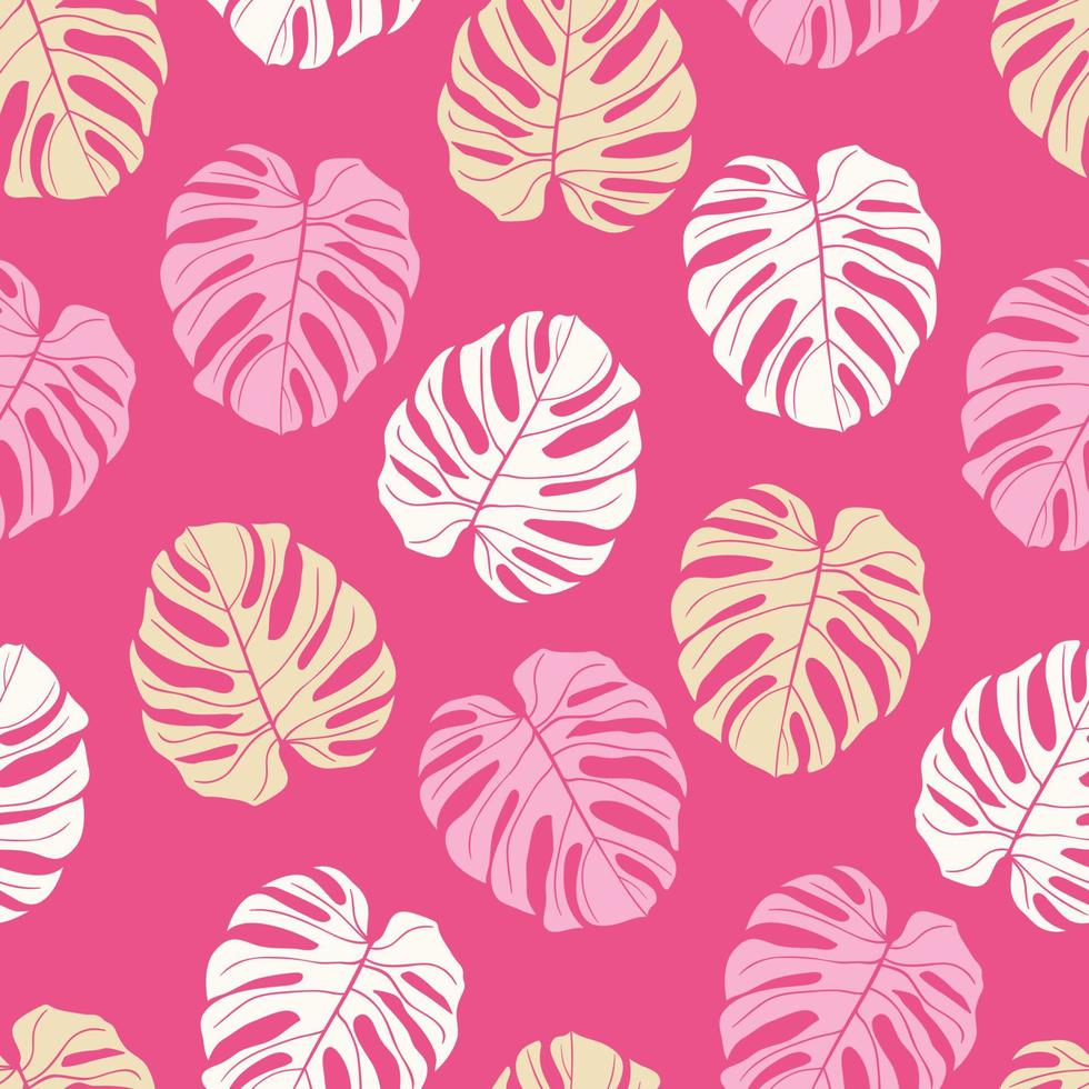 Beautifull tropical leaves branch  seamless pattern design. Tropical leaves, monstera leaf seamless floral pattern background. Trendy brazilian illustration. Spring summer design for fashion, prints vector