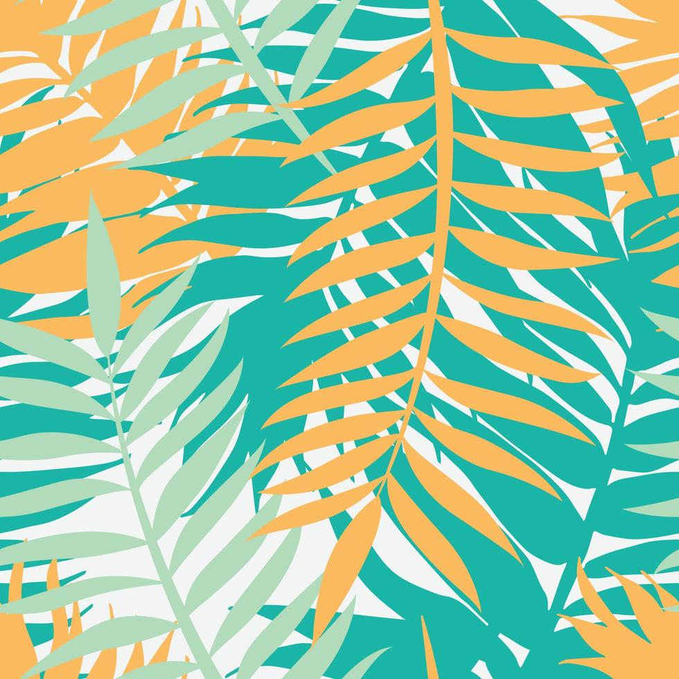 diseño de patrones sin fisuras de hojas tropicales de verano moderno. vector dibujado a mano hojas de patrones sin fisuras. fondo floral de moda abstracto. patrón para envolver papel o tela.