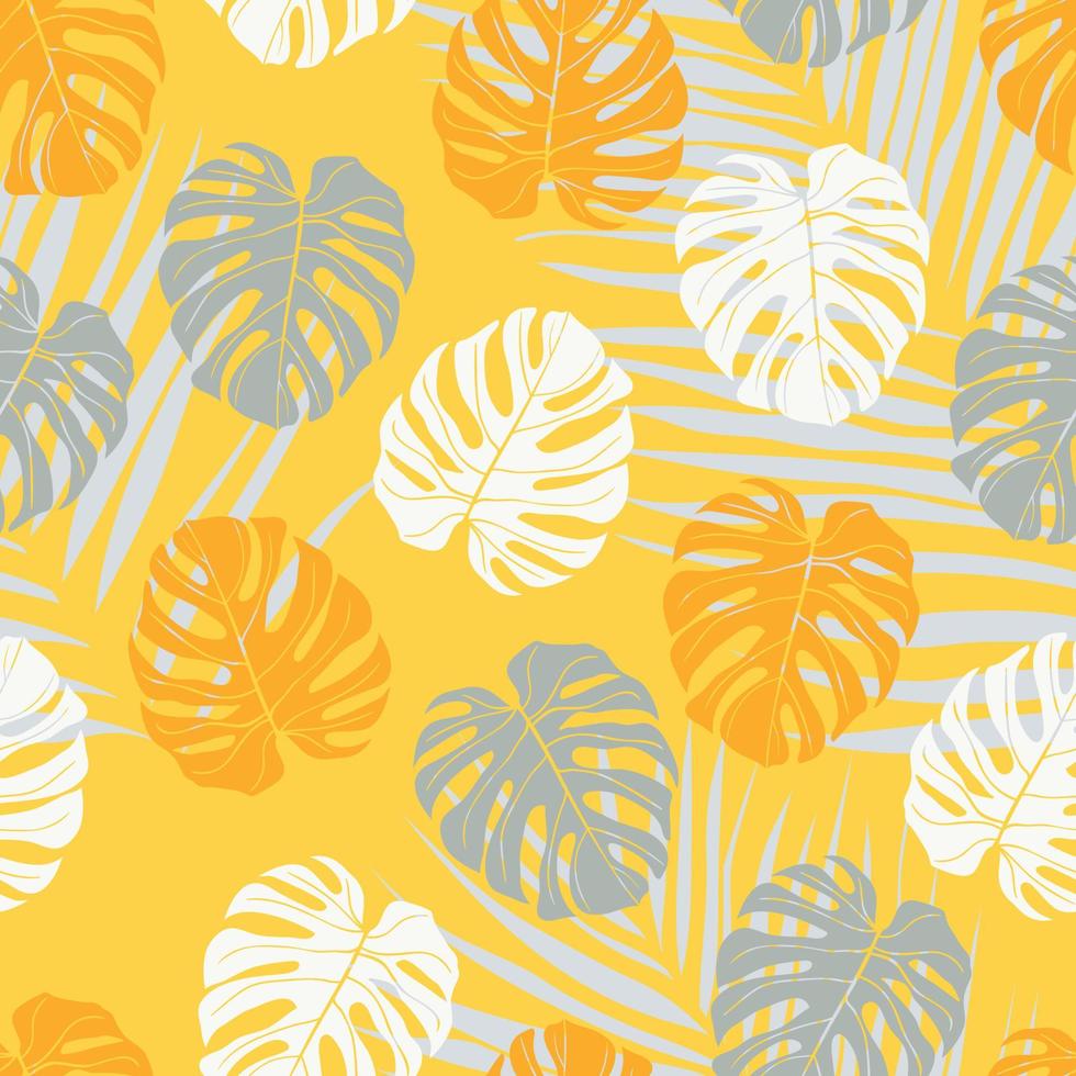 Beautifull tropical leaves branch  seamless pattern design. Tropical leaves, monstera leaf seamless floral pattern background. Trendy brazilian illustration. Spring summer design for fashion, prints vector