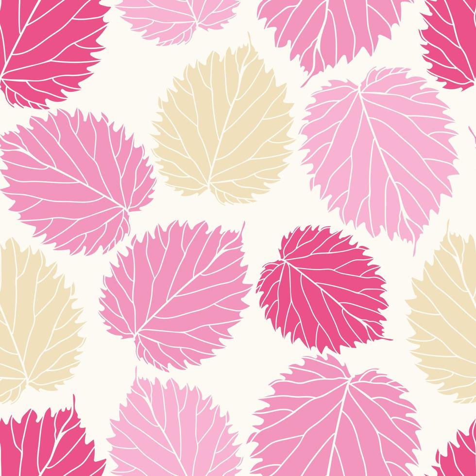 Modern summer tropical leaves seamless pattern design. Vector hand-drawn leaves seamless pattern. Abstract trendy floral background. Pattern for wrapping paper or fabric.