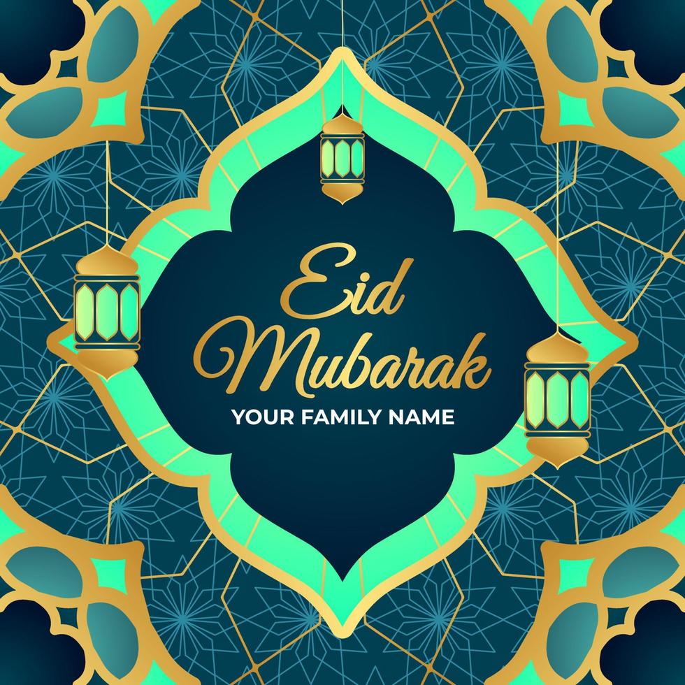 Hand drawn Happy Eid Mubarak with islamic ornament. perfect for greeting card or banner background. vector