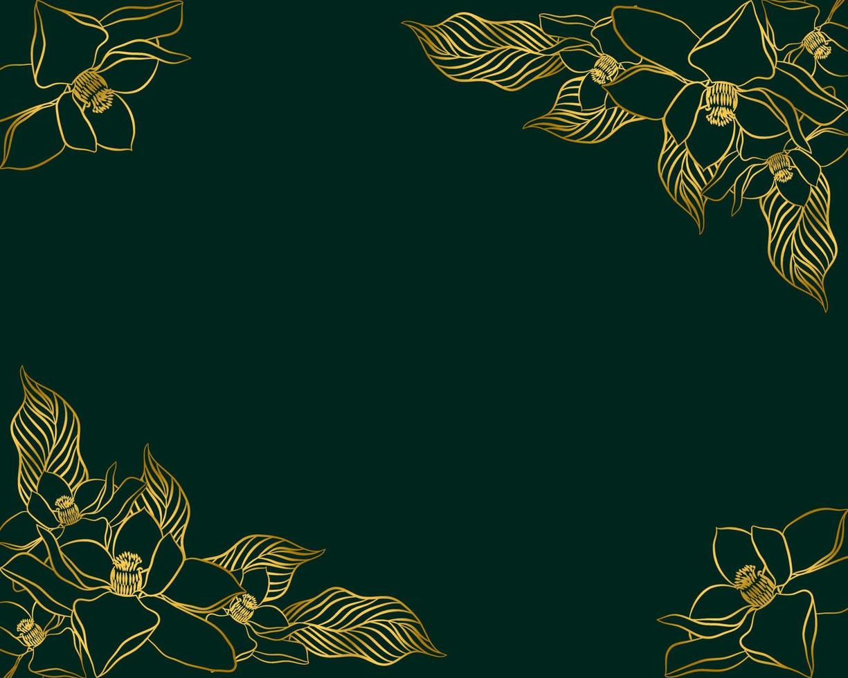 Luxury gold and nature green background vector. Floral pattern vector