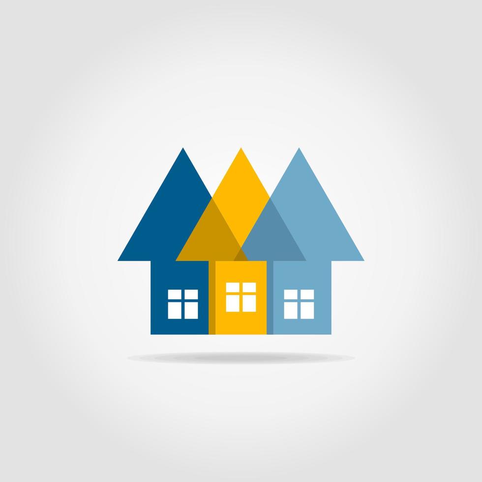 Three arrows in the form of houses with windows vector