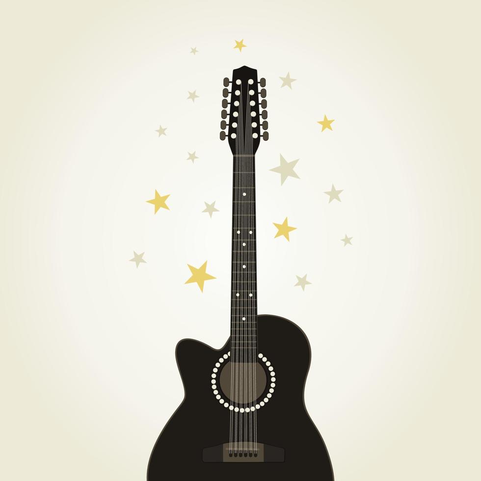 Stars round a guitar. A vector illustration
