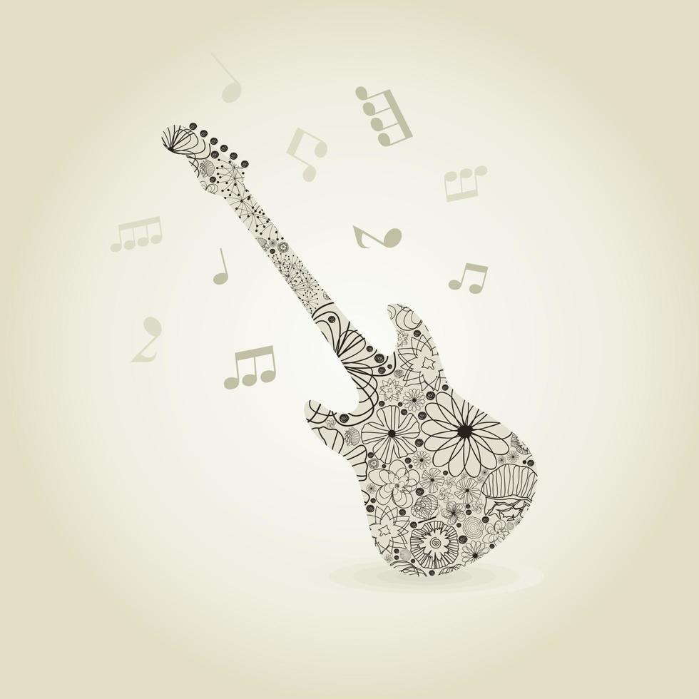 Guitar from plants and a flower. A vector illustration