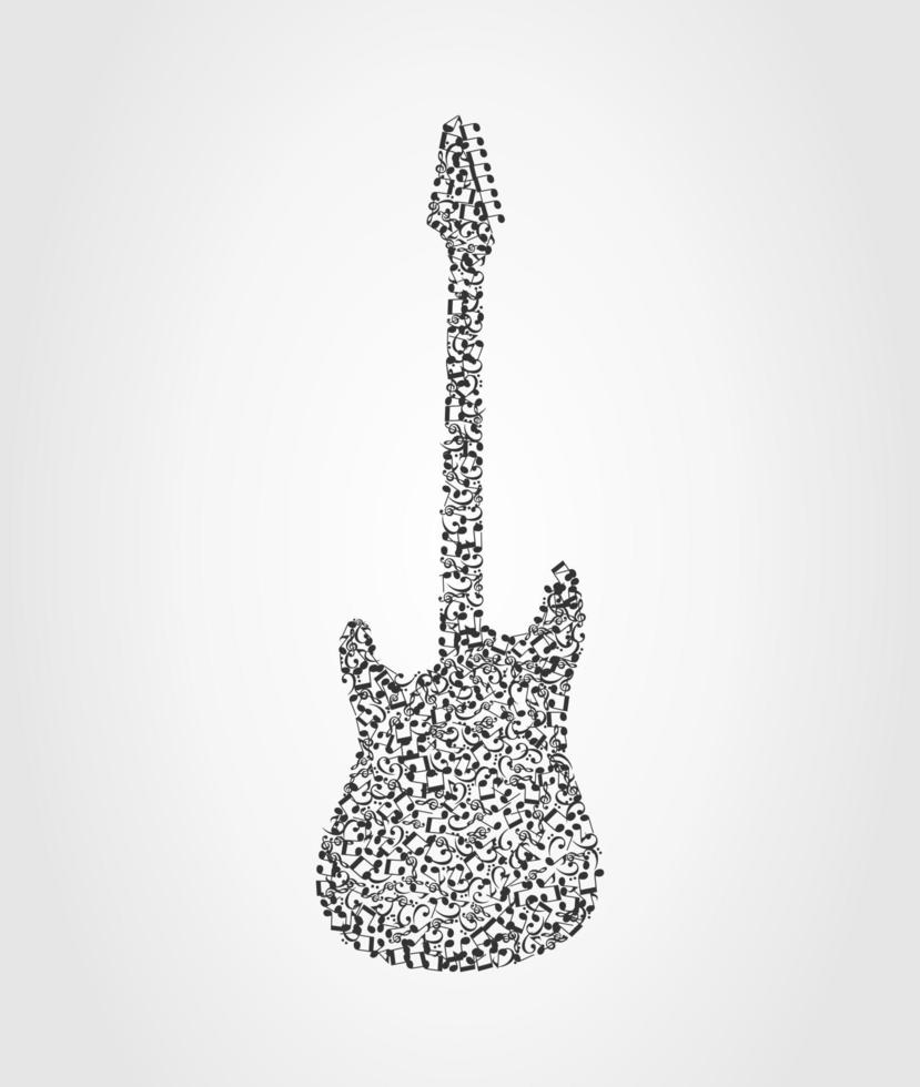 Guitar collected from set of notes. A vector illustration