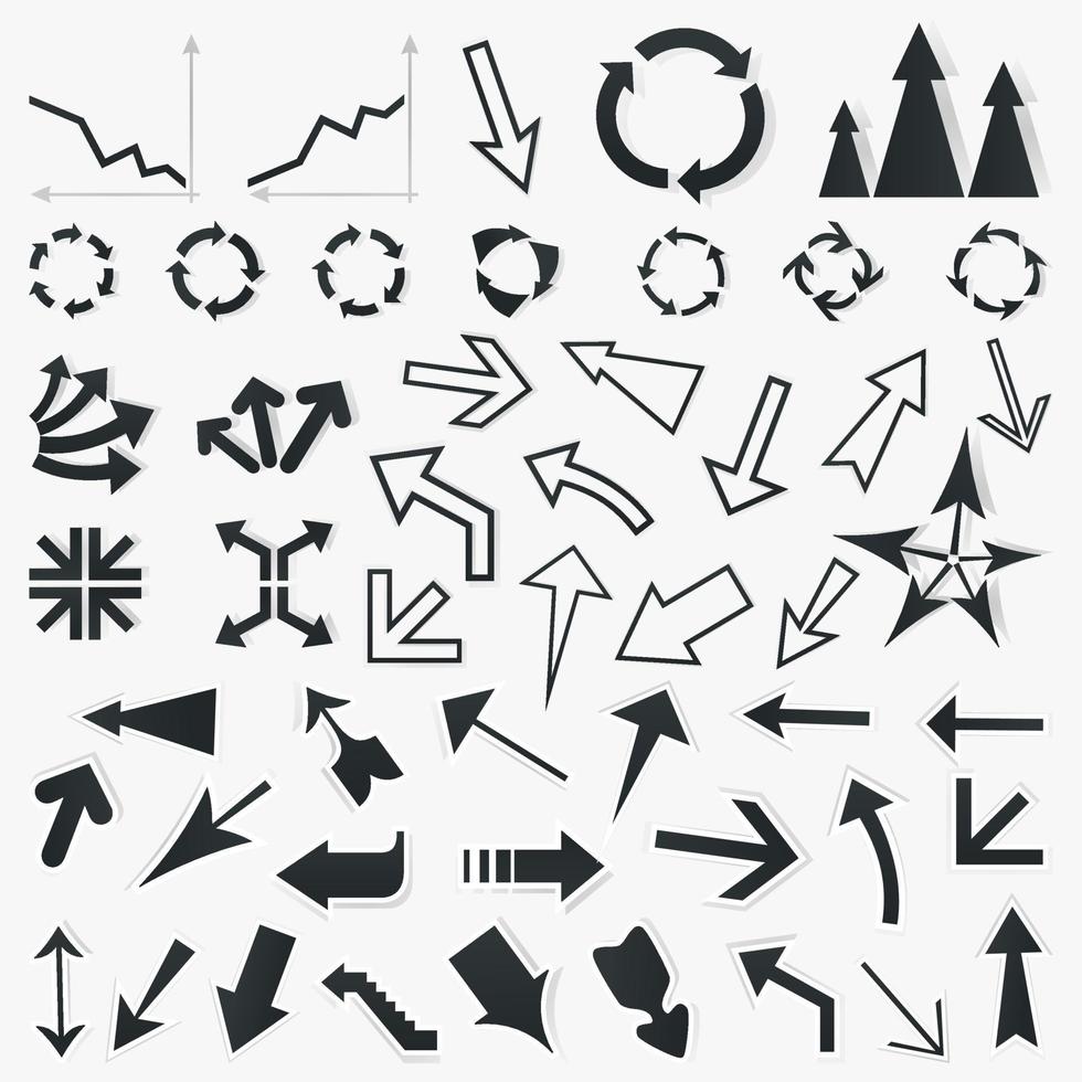 Set of icons of an arrow for the design Internet vector