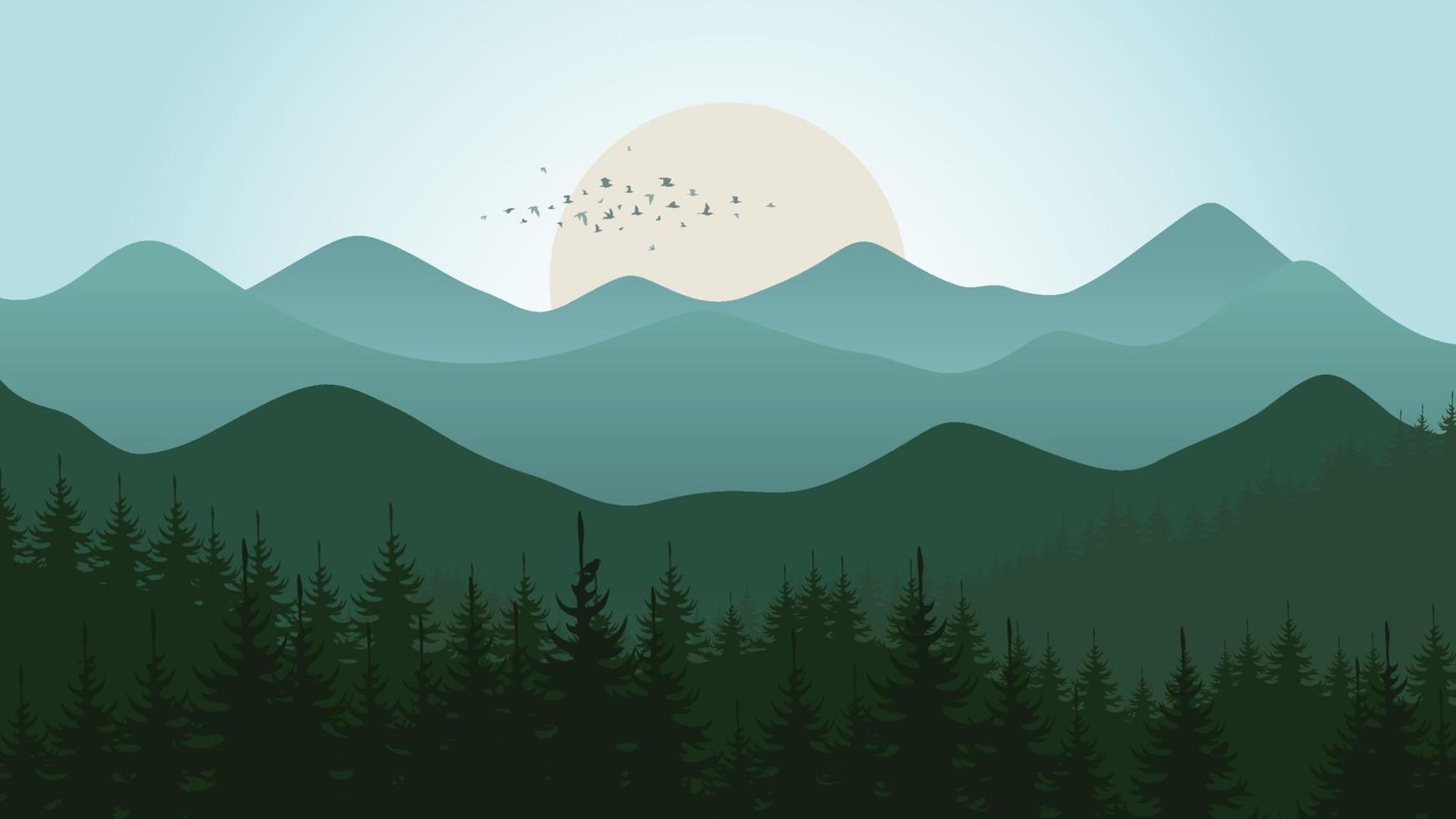 Forest landscape against the sky. Vector illustration