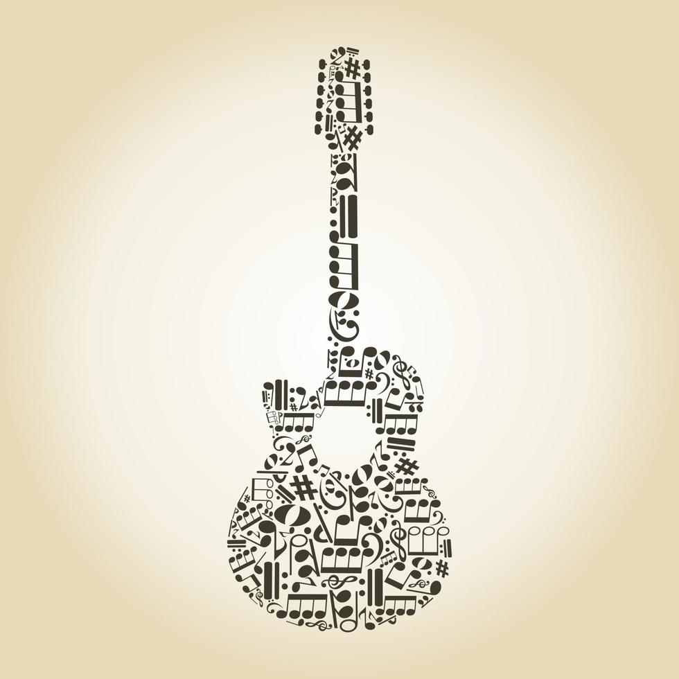 guitarra hecha de notas. una ilustración vectorial vector