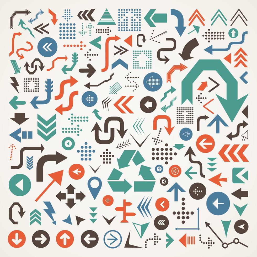 Set of icons of an arrow for the design Internet vector