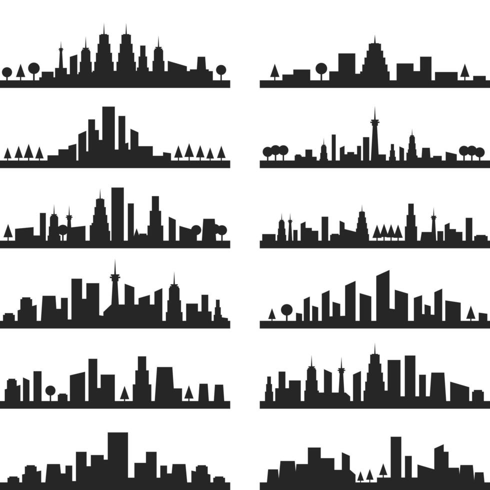 Collection of city landscapes. A vector illustration