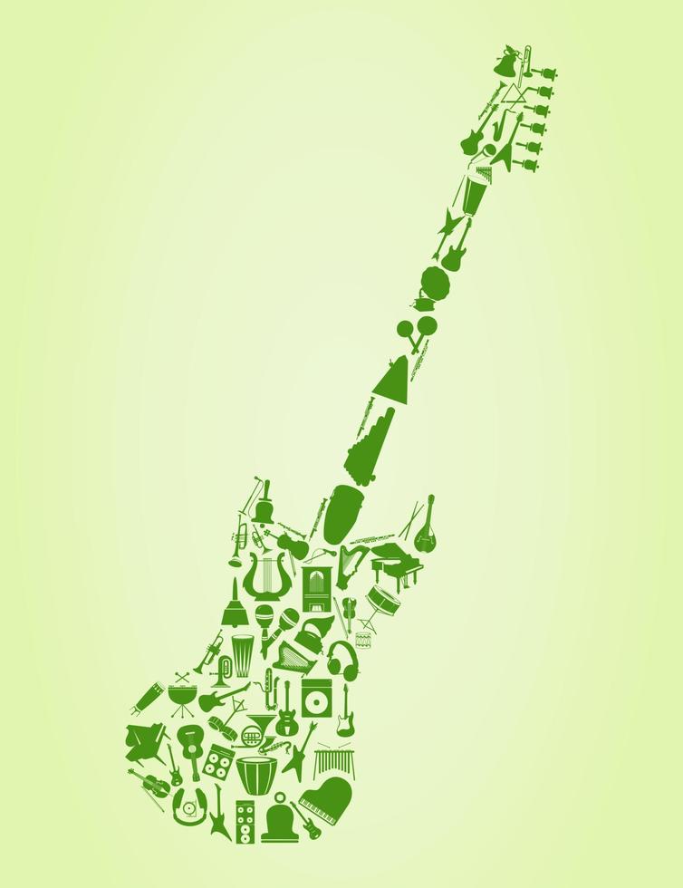 Guitar collected from musical instruments. A vector illustration