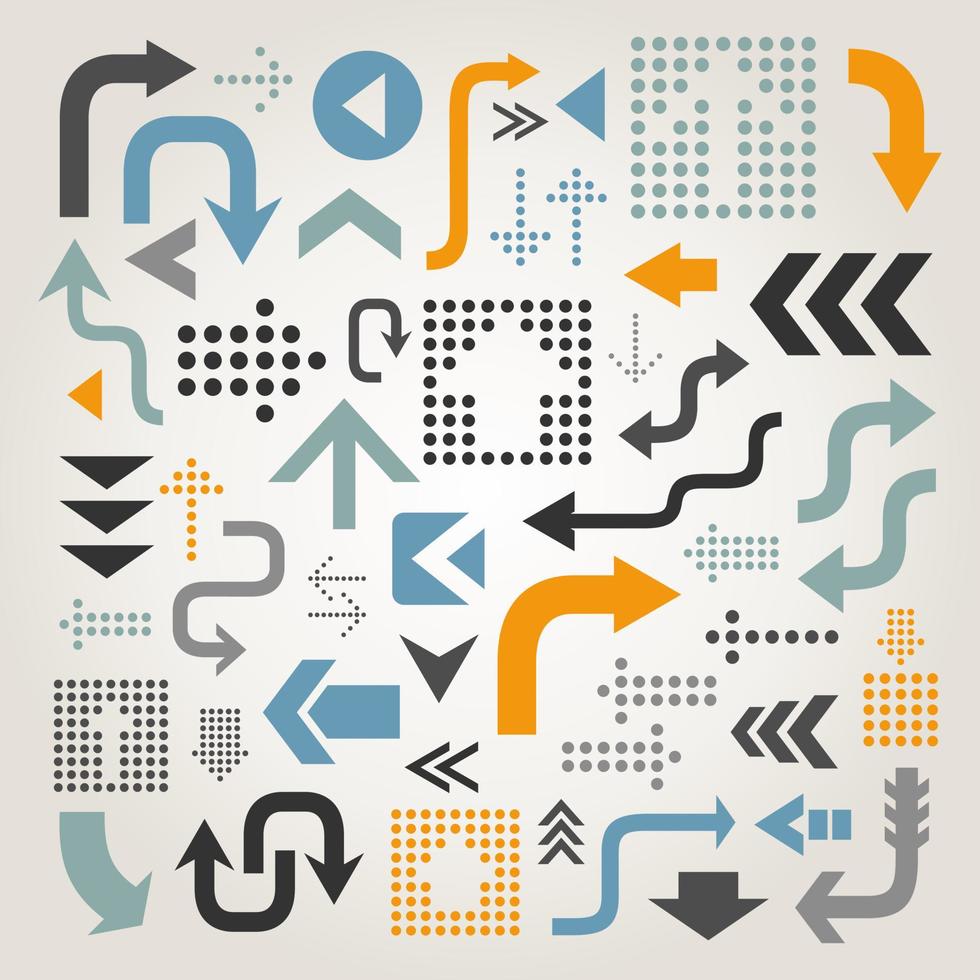 Set of icons of an arrow for the design Internet vector
