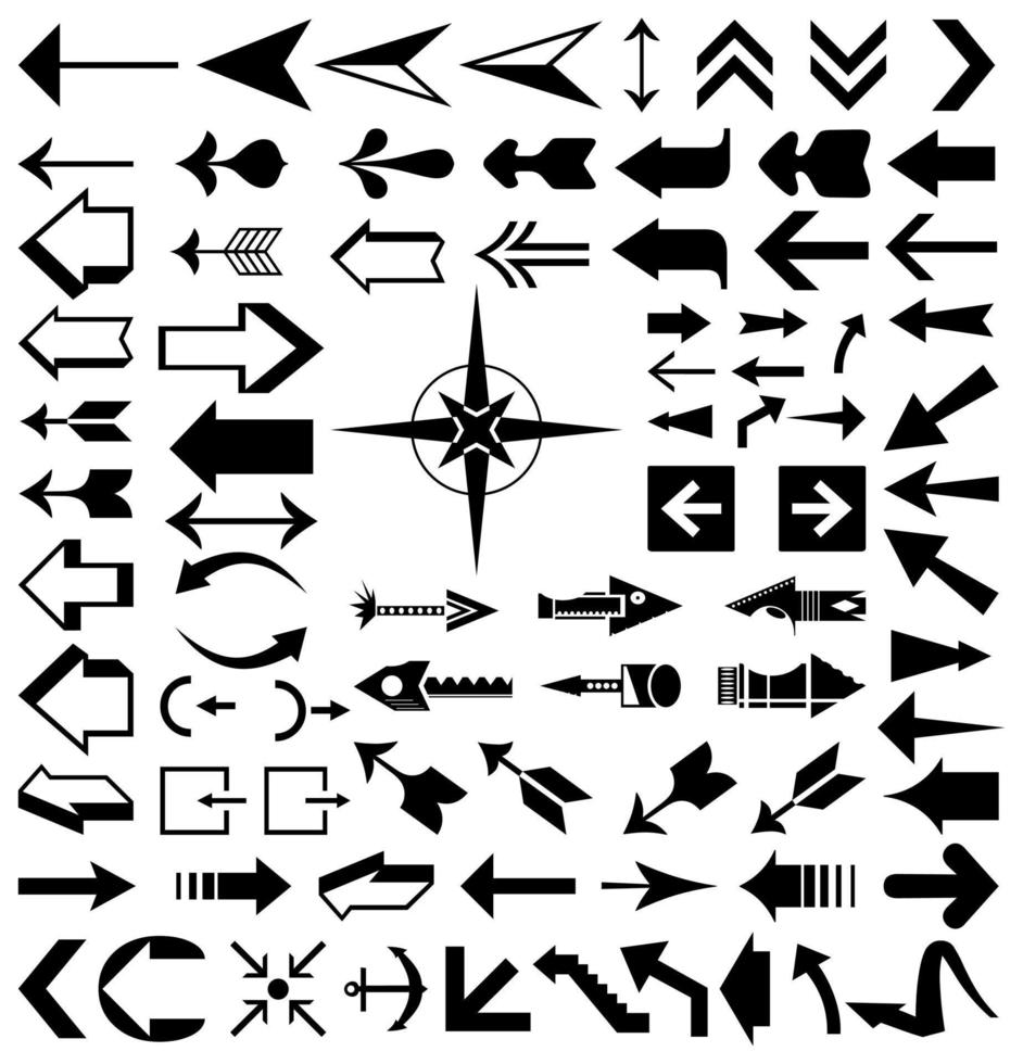 Set of icons of an arrow for the design Internet vector