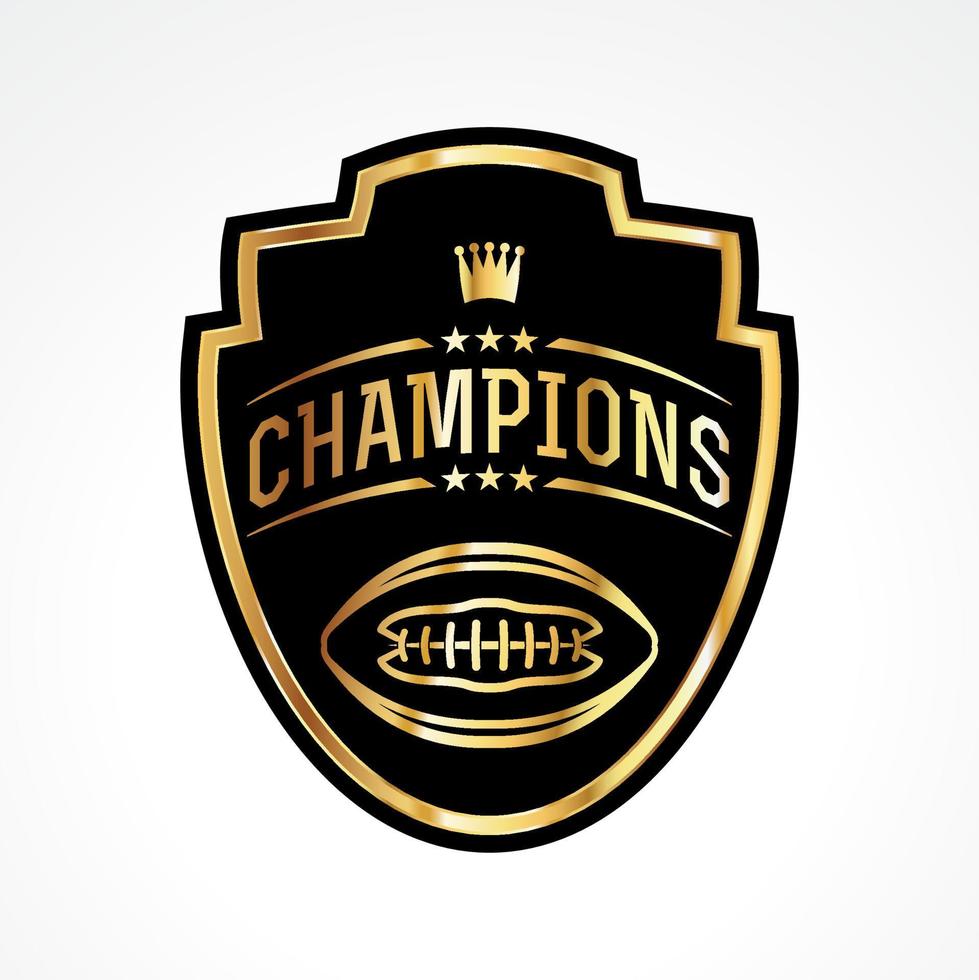 ilustración de emblema de insignia de campeones de fútbol americano vector