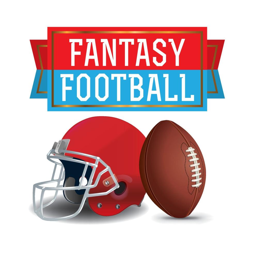 American Fantasy Football Ball Helmet and Banner Illustration vector