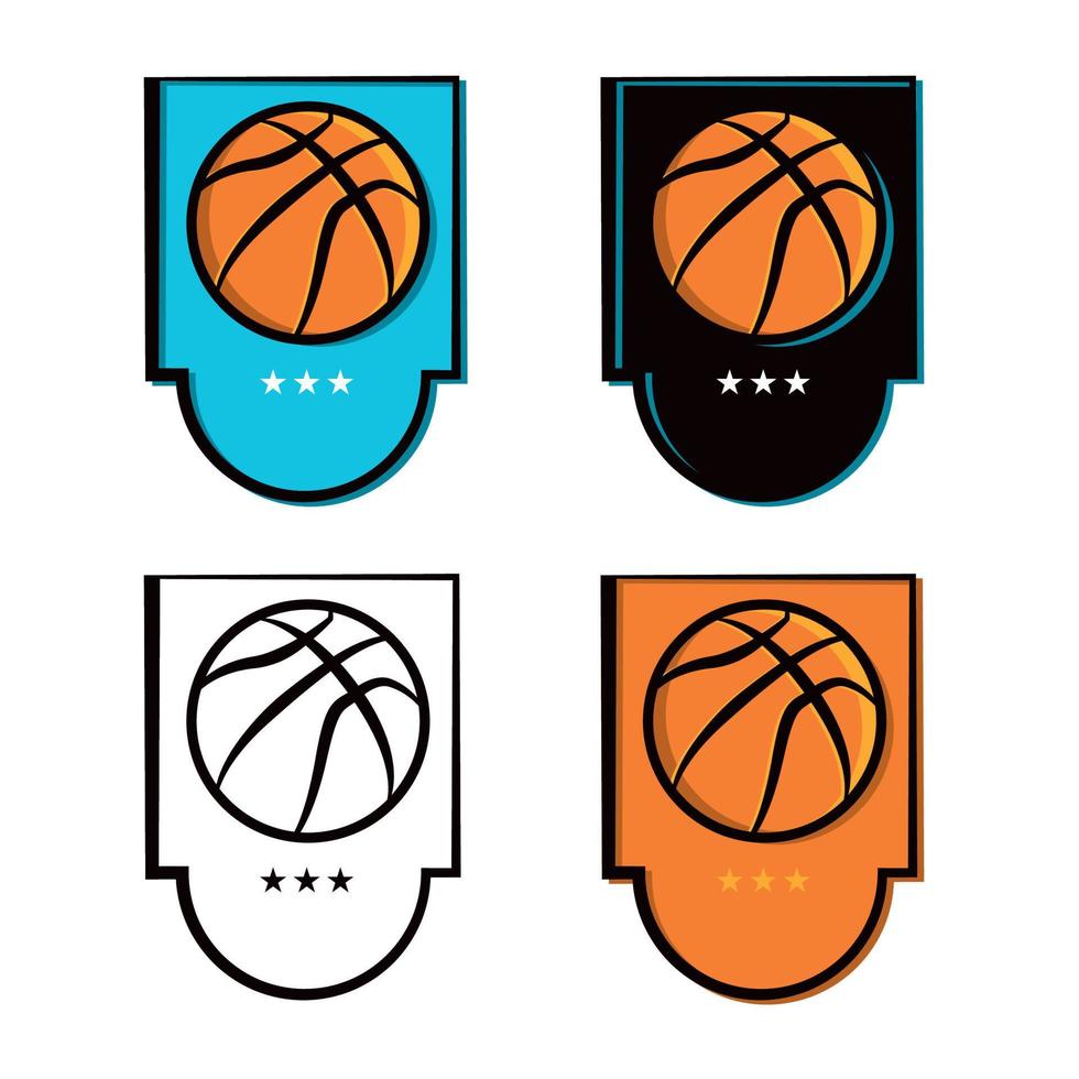 conjunto de iconos de emblema de baloncesto vector