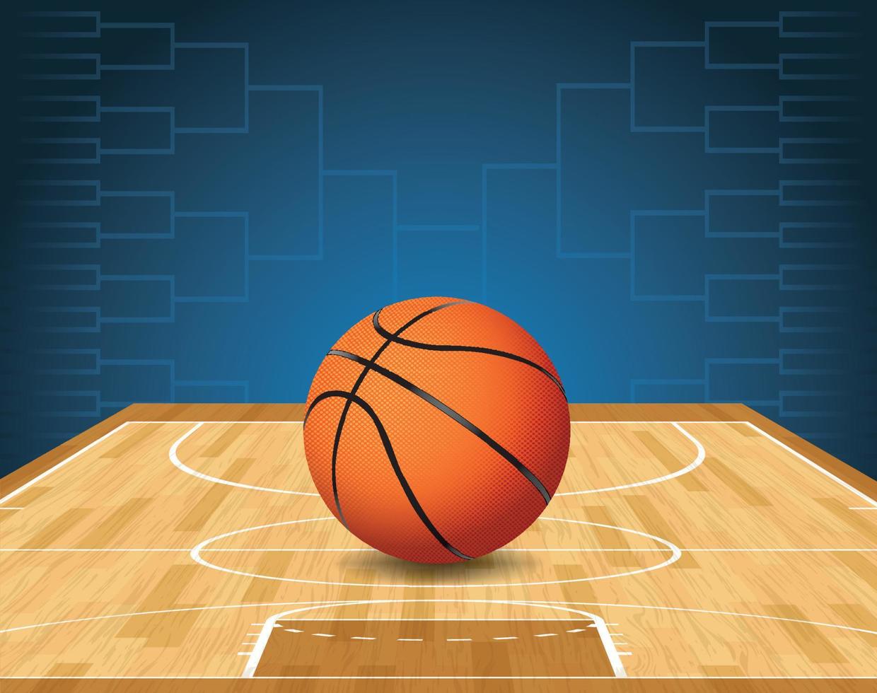 cancha de baloncesto y torneo de pelota ilustración vector